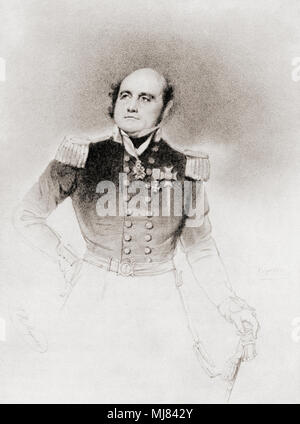 Sir John Franklin, 1786 - 1847. Englisch Royal Navy Officer, Explorer der Arktis und Vizegouverneur von Van Diemen's Land (heute Tasmanien) von 1837 bis 1843. Er verschwand auf seiner letzten Expedition, die versuchen, Diagramm und navigieren Sie zum Abschnitt der Nord-West-Passage in der kanadischen Arktis. Von den britischen Polarforscher, veröffentlicht 1943. Stockfoto