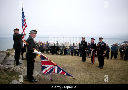 Ein Service erfolgt an der Amerikanischen Moment an der Mull von Oa auf Islay, rund 700 Ersten Weltkrieg Soldaten, die ihr Leben in der Untergang der beiden US-Schiffe vor der Küste der kleinen schottischen Insel verloren zu erinnern. Stockfoto