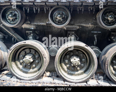 US Army M48 Patton tank Lauffläche, kontinuierliche oder Caterpillar Track, aus dem Vietnamkrieg auf Anzeige an das War Remnants Museum, Ho Chi Minh City, Vietnam. Stockfoto