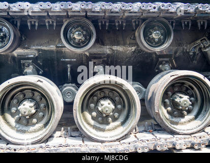 US Army M48 Patton tank Lauffläche, kontinuierliche oder Caterpillar Track, aus dem Vietnamkrieg auf Anzeige an das War Remnants Museum, Ho Chi Minh City, Vietnam. Stockfoto