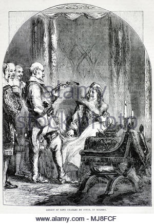 Festnahme von König Karl I von George Joyce an Holmby, 3. Juni 1647, antike Darstellung von ca. 1880 Stockfoto