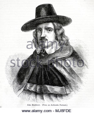 John Bradshaw Portrait 1602-1659 war ein englischer Richter. Er ist vor allem durch seine Rolle als Präsident der Hohe Gerichtshof für den Versuch von König Charles I und als der erste Herr Präsident des Staatsrates der Englischen Commonwealth, antike Darstellung von ca. 1880 Stockfoto