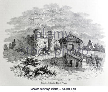 Carisbrook Castle, Isle of Wight, König Charles I hier in den Monaten vor seinem Prozess und die Hinrichtung im Jahre 1649, antike Darstellung von ca. 1880 inhaftiert wurde Stockfoto