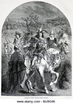 Die Flucht von König Karl I von Oxford während des Englischen Bürgerkriegs Engagement in 1644, antike Darstellung von ca. 1880 Stockfoto