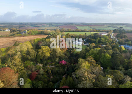 Trebah Garten aus der Luft; Cornwall, UK Stockfoto