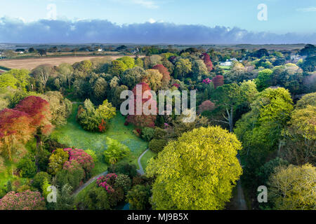 Trebah Garten aus der Luft; Cornwall, UK Stockfoto