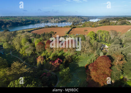 Trebah Garten aus der Luft; Cornwall, UK Stockfoto