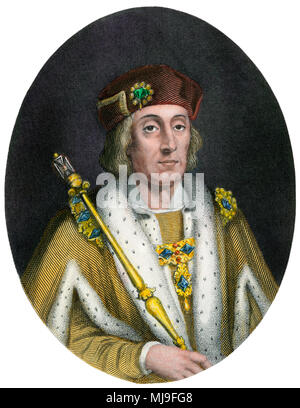 Heinrich VII, oder Henry Tudor, König von England 1457-1509. Hand - farbige Gravur Stockfoto