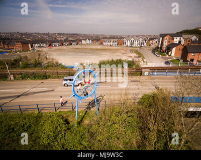 Barry, Wales, Vereinigtes Königreich: 21. April 2018: Ein luftbild der neuen Häuser in Barry Island gebaut werden Stockfoto