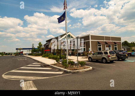 Valley Forge, PA, USA - 20. Juni 2016: Der neue Ruheraum und Reisen Plaza auf dem Pennsylvania Turnpike. Stockfoto