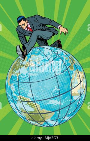 Geschäftsmann zu Fuß auf den Planeten Stock Vektor