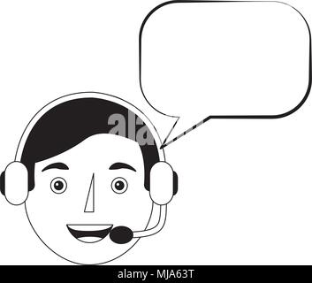 Man operator portrait Headset und Sprechblase Vector Illustration Stock Vektor