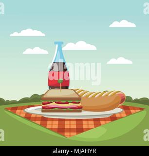 Picknick im Park cartoons Stock Vektor