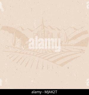 Weinberg Farm Menü Hintergrund Card Design, Hand Vektorgrafiken erstellt Stock Vektor