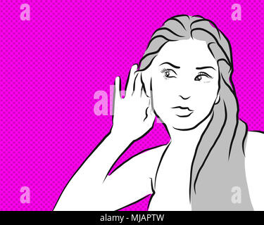 Gossip Girl hören Comic vintage clipart mit rosa Hintergrund Stockfoto