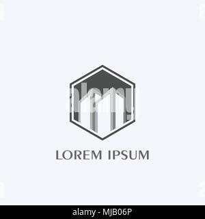 Gebäude Logo Design, Hexagon Konzept Vorlage. Stock Vektor