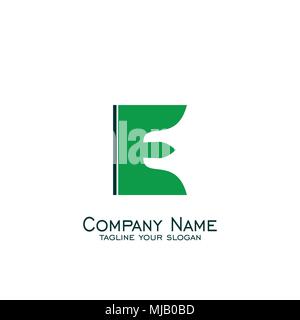 Buchstabe E Logo Design. square Konzept mit grüner Farbe. Einfaches schreiben Logo. Stock Vektor