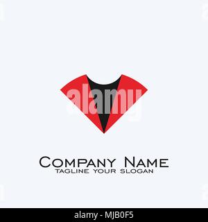 Logo, Buchstabe V logo, Business Logo mit schwarz-roten Farbe. Stock Vektor