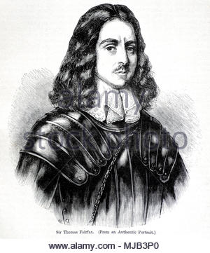 Sir Thomas Fairfax Portrait, 3. Herr Fairfax von Cameron 1612 - 1671, war ein englischer Edelmann, Peer, Politiker, General, und Parlamentarische Commander-in-chief während des Englischen Bürgerkriegs, antike Darstellung von ca. 1880 Stockfoto