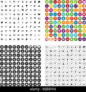 100 fliegen Icons Set Vector Variante Stock Vektor
