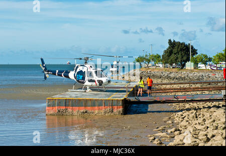 Helikopter Sightseeing Tour zum Great Barrier Reef Stockfoto