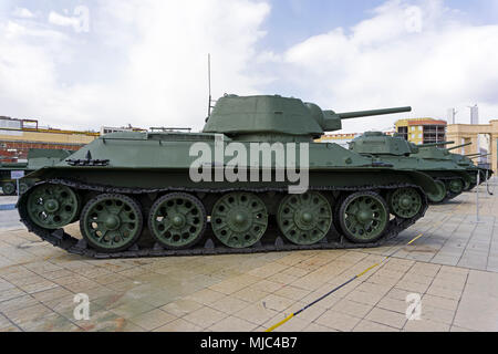 Verkhnyaya Pyshma, Russland - März 01, 2018: sowjetischen Flammenwerfer tank OT -34-76 (Modell 1942) im Museum für militärische Ausrüstung Stockfoto