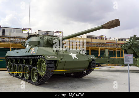 Verkhnyaya Pyshma, Russland - März 01, 2018: Amerikanische 76mm Gun Motor Carriage M18 (M18 GMC) Hellcat im Museum für militärische Ausrüstung Stockfoto