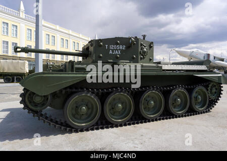 Verkhnyaya Pyshma, Russland - März 01, 2018: British Cruiser tank Mk.IV Cromwell (27 M) im Museum für militärische Ausrüstung Stockfoto