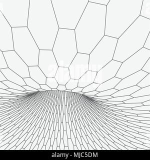 Drahtmodell Torus mit Linien und Punkten. Mesh polygonalen Element. Vector Illustration EPS 10. Stock Vektor