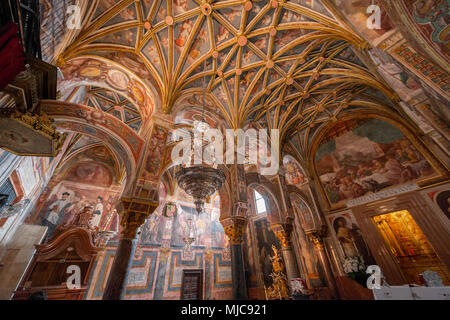 Wohnung auf einem verzierten Decke, decke Gemälde mit Engeln in Wohnung Kapelle, Capilla del Sagrario, Mezquita-Catedral de Cordoba oder Stockfoto