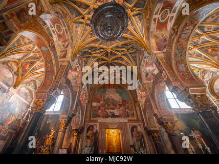 Wohnung auf einem verzierten Decke, decke Gemälde mit Engeln in Wohnung Kapelle, Capilla del Sagrario, Mezquita-Catedral de Cordoba oder Stockfoto