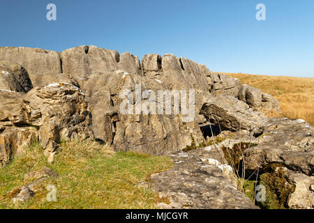 Landschaft Bild von Runscar Narbe auf blea Moor in der Nähe von Ribblehead in den Yorkshire Dales National Park, Yorkshire, England. 19. April 2018 Stockfoto