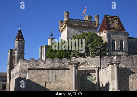 Palast der Duché in Uzès, Provence, Languedoc-Roussillon, Frankreich, Stockfoto