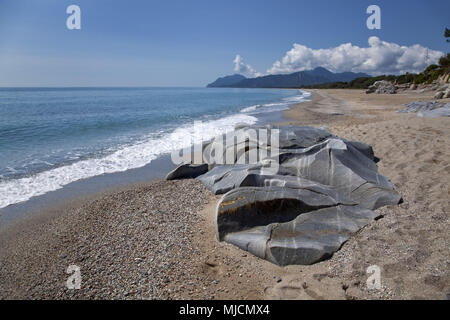 Italien, Sardinien, Ostküste, Bari Sardo Ogliastra Torre di Bari, Marina di Bari, Strand, Rock, Stockfoto