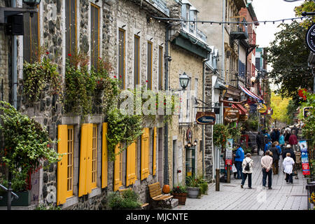 Die Altstadt mit der Rue du Petit-Champlain in Québec City Stockfoto