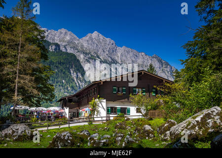 Alpine restaurant Saletalm am Königssee, Salet, Nationalpark Berchtesgaden, Bayern, Oberbayern, Deutschland, Europa Stockfoto