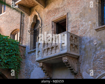 Balkon an Julias Haus, Casa di Giulietta, Verona, Venetien, Venetien, Italien, Europa Stockfoto