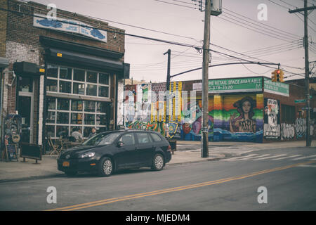 Bunte Graffiti Bereich auf bushwick Stockfoto