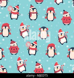 Nahtlose Muster mit Pinguinen Stock Vektor