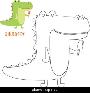 Kinder färben Seite - Alligator Stock Vektor
