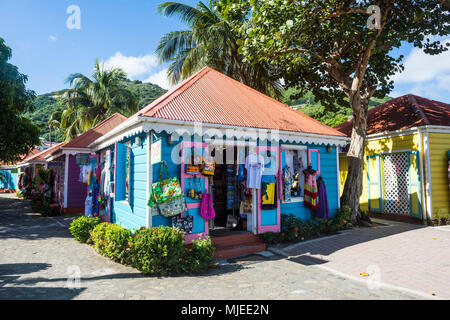 Bunte Souvenirläden Roadtown, Tortola, Britische Jungferninseln Stockfoto