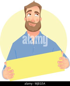 Mann, leeres Papier Stock Vektor