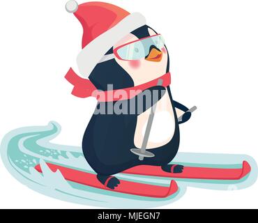 Pinguin auf Skiern Stock Vektor