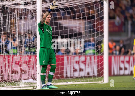 Loris Karius des FC Liverpool während der UEFA Champions League"-Halbfinale, 2 st Bein, Übereinstimmung zwischen Roma 4-2 Liverpool FC am Olympiastadion am 2. Mai 2018 in Rom, Italien. (Foto von Maurizio Borsari/LBA) Stockfoto