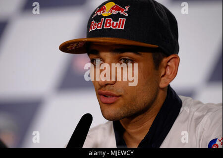 Jorge Martin (88) von Spanien und Del Conca Gresini Moto3 während der Pressekonferenz nach dem Qualifying der Gran Premio Red Bull von Spanien, Circuit von Jerez - Angel Nieto, Jerez de la Frontera, Spanien. Samstag, 04 Mai, 2018. Stockfoto