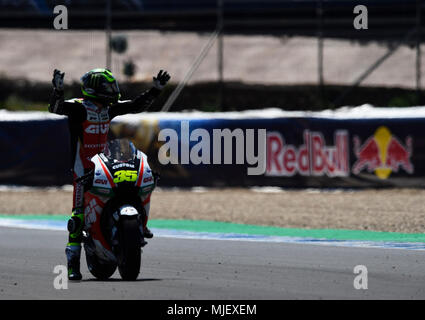 Cal Crutchlow (35) von England und LCR Honda Castrol während des Qualifying der Gran Premio Red Bull von Spanien, Circuit von Jerez - Angel Nieto, Jerez de la Frontera, Spanien. Samstag, 04 Mai, 2018. Stockfoto