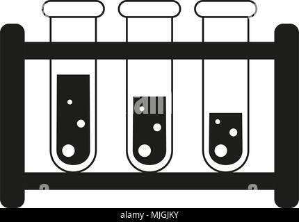 Schwarze und weiße Blut Test Tube set Silhouette. Healthcare themed Vector Illustration für Symbol, Aufkleber, Zeichen, Patch, Zertifikat, Abzeichen, Geschenkkarten, st Stock Vektor