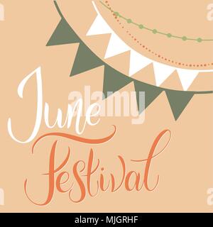 Mittsommer Schriftzug. Festa Junina. Elemente für Einladungen, Poster Grußkarten Stock Vektor