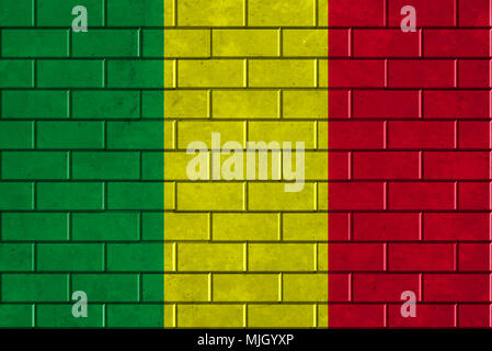 Mali Flagge auf die Wand gemalt Stockfoto