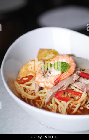 Garnelen Nudeln - Malaysian food spicy Nudeln. Stockfoto